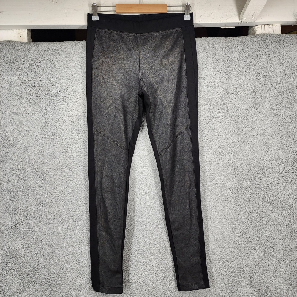 Hale Bob Black Faux Leather‎ Panel Leggings Womens Size Medium